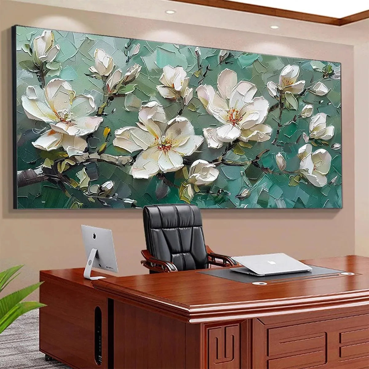 Textured 3D White Flower Painting | Impasto Floral Wall Art #AA 121