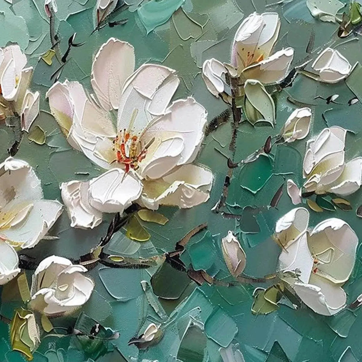 Textured 3D White Flower Painting | Impasto Floral Wall Art #AA 121