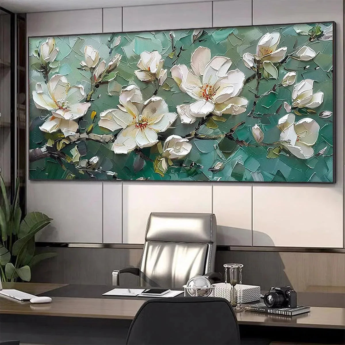 Textured 3D White Flower Painting | Impasto Floral Wall Art #AA 121