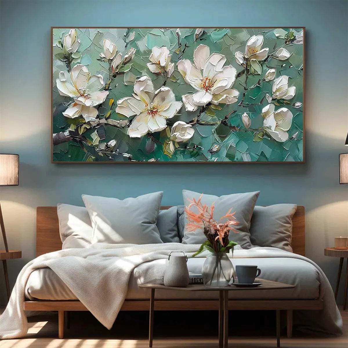 Textured 3D White Flower Painting | Impasto Floral Wall Art #AA 121
