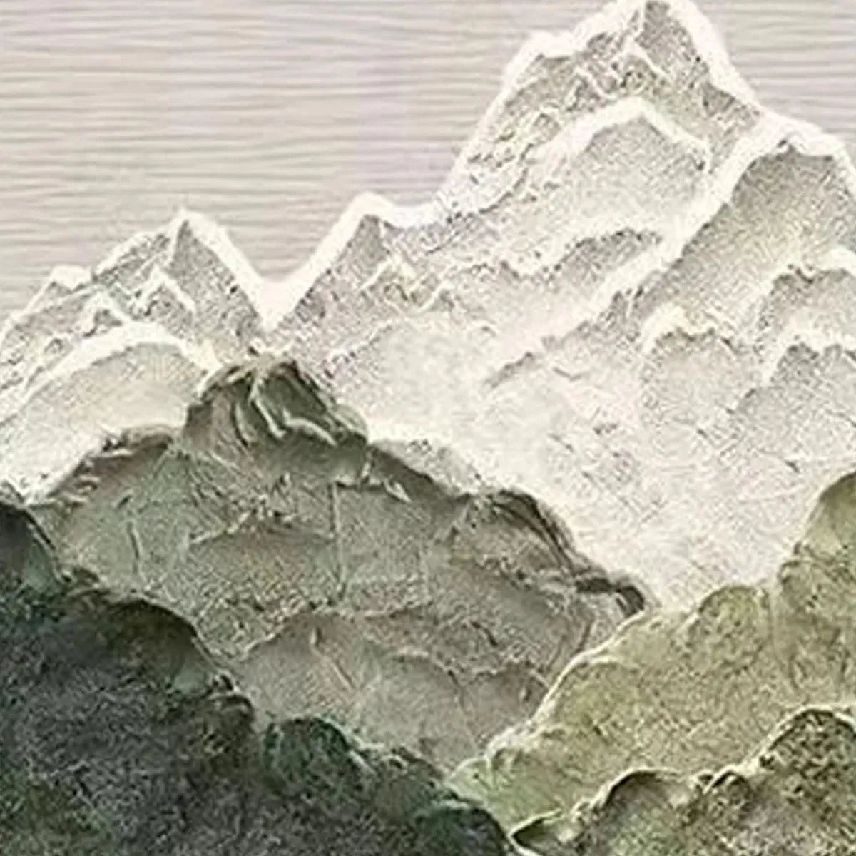 Vertical Mountain River Painting | Textured Green Landscape Art#TC 266