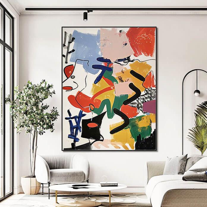 Hand-Painted Abstract Art | Bright Living Room Wall Decor