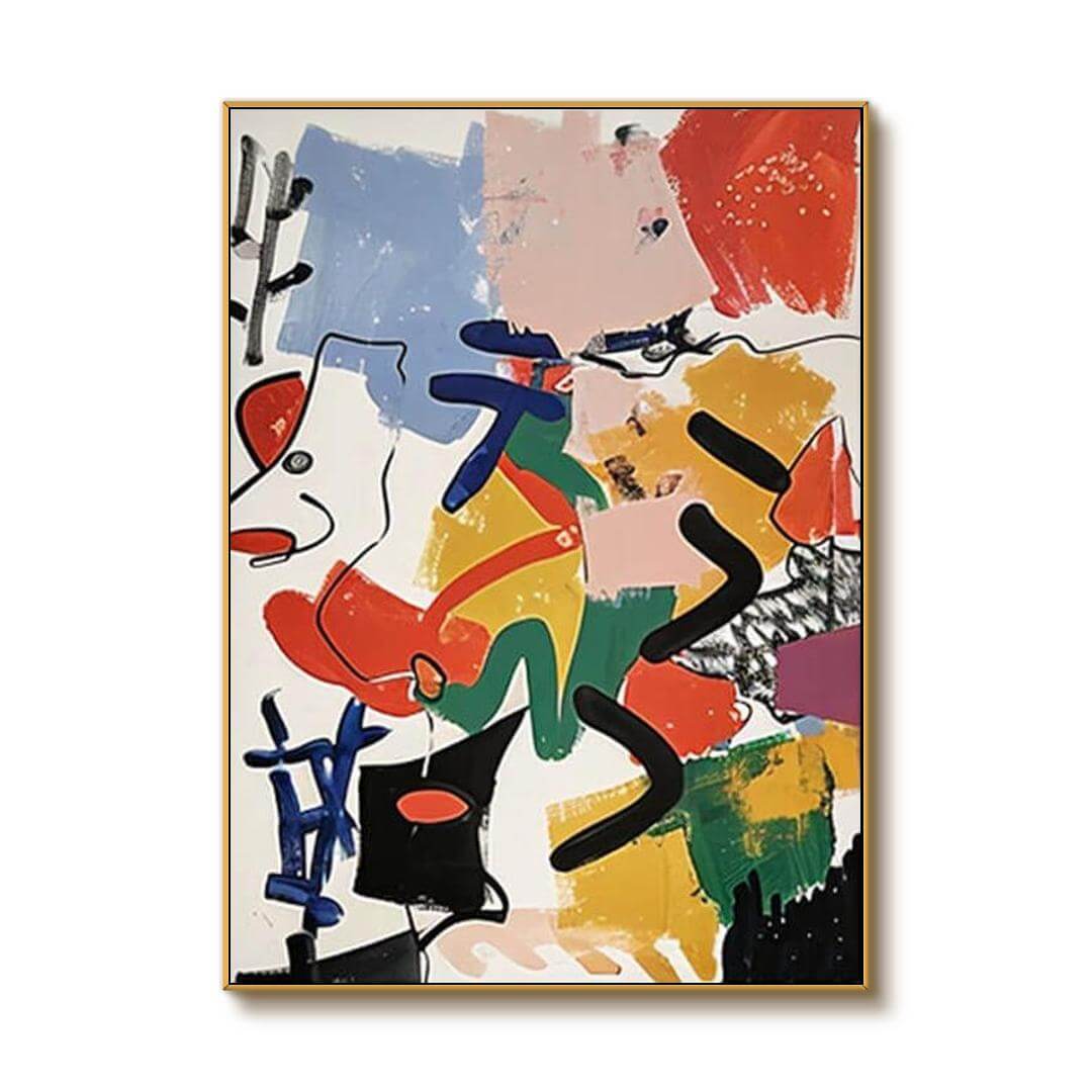 Abstract Colorful Wall Art - Large Modern Canvas Painting #JJ 433