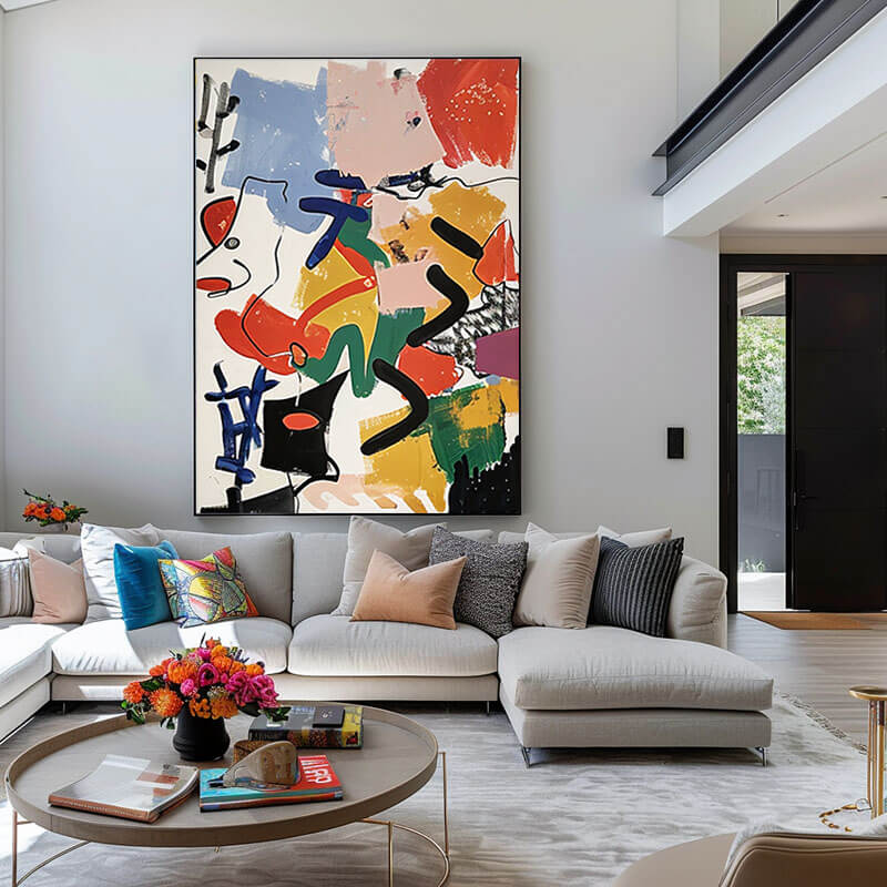 Abstract Colorful Wall Art - Large Modern Canvas Painting #JJ 433