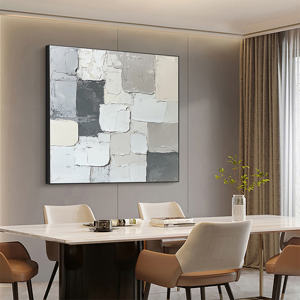 Textured 3D Abstract Art | Grey & White Wall Painting #AA 122