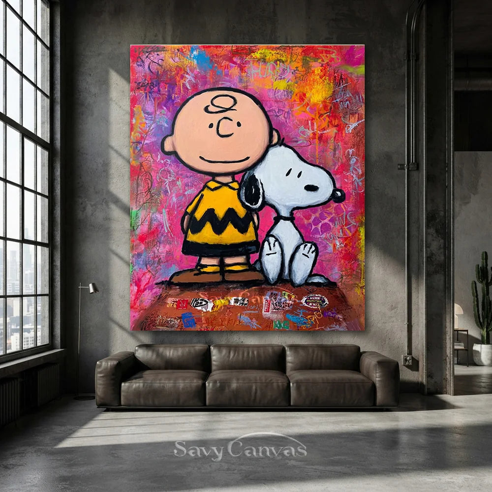 Pop Art Charlie Snoopy Hand-painted Canvas #SS 263