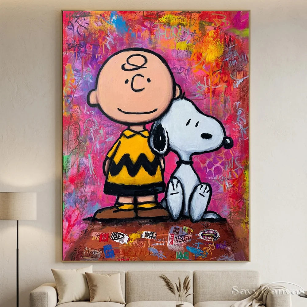 Pop Art Charlie Snoopy Hand-painted Canvas #SS 263