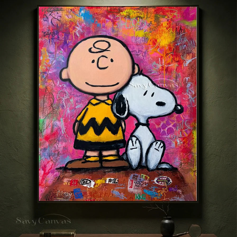 Pop Art Charlie Snoopy Hand-painted Canvas #SS 263