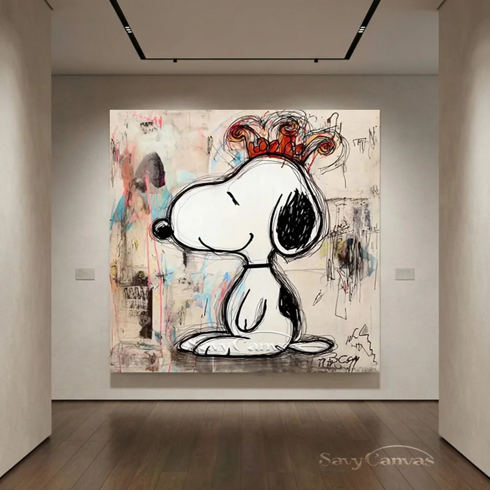 Pop Art Crown Snoopy Hand-painted Canvas #SS 270