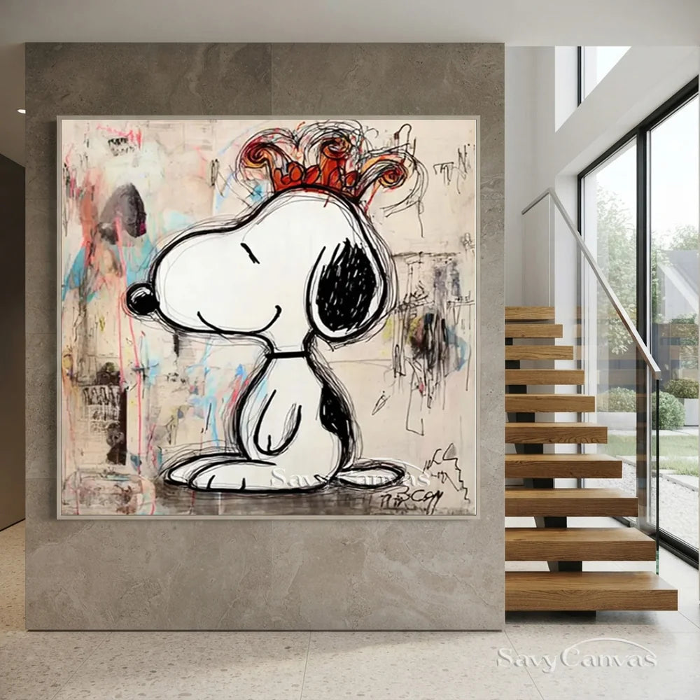 Pop Art Crown Snoopy Hand-painted Canvas #SS 270