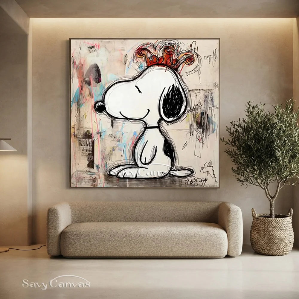 Pop Art Crown Snoopy Hand-painted Canvas #SS 270