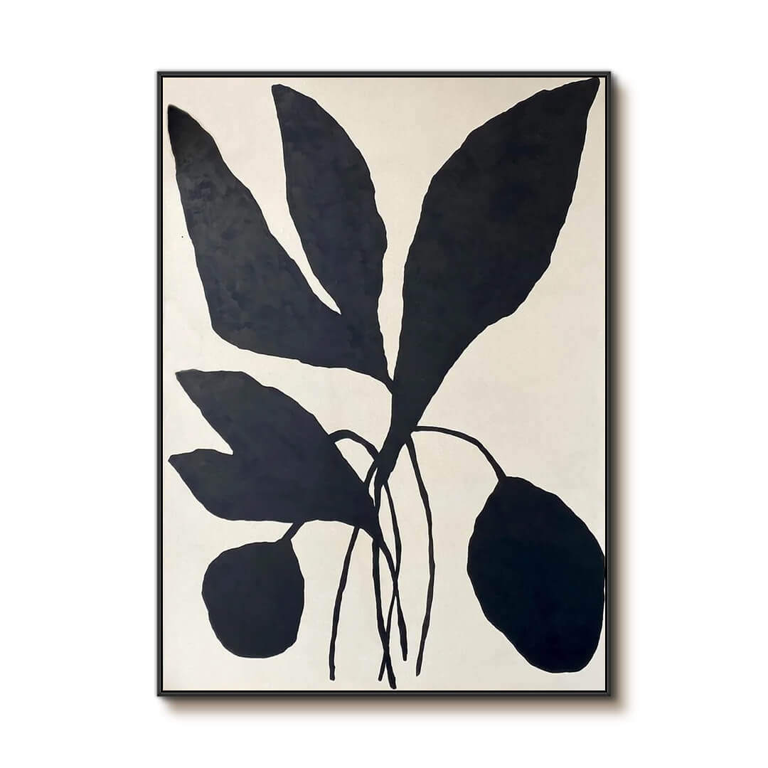 Minimalist Black & White Botanical Art | Modern Plant Painting #AA 062