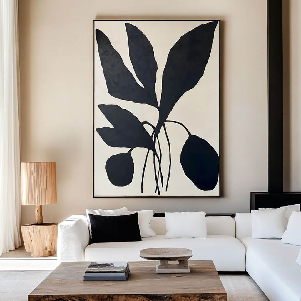 High Contrast Leaf Silhouette | Black & White Plant Art