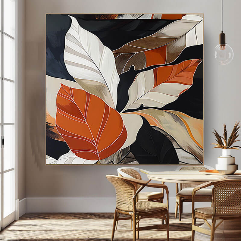 Warm Earth Tone Abstract Art | Sophisticated Leaf Painting