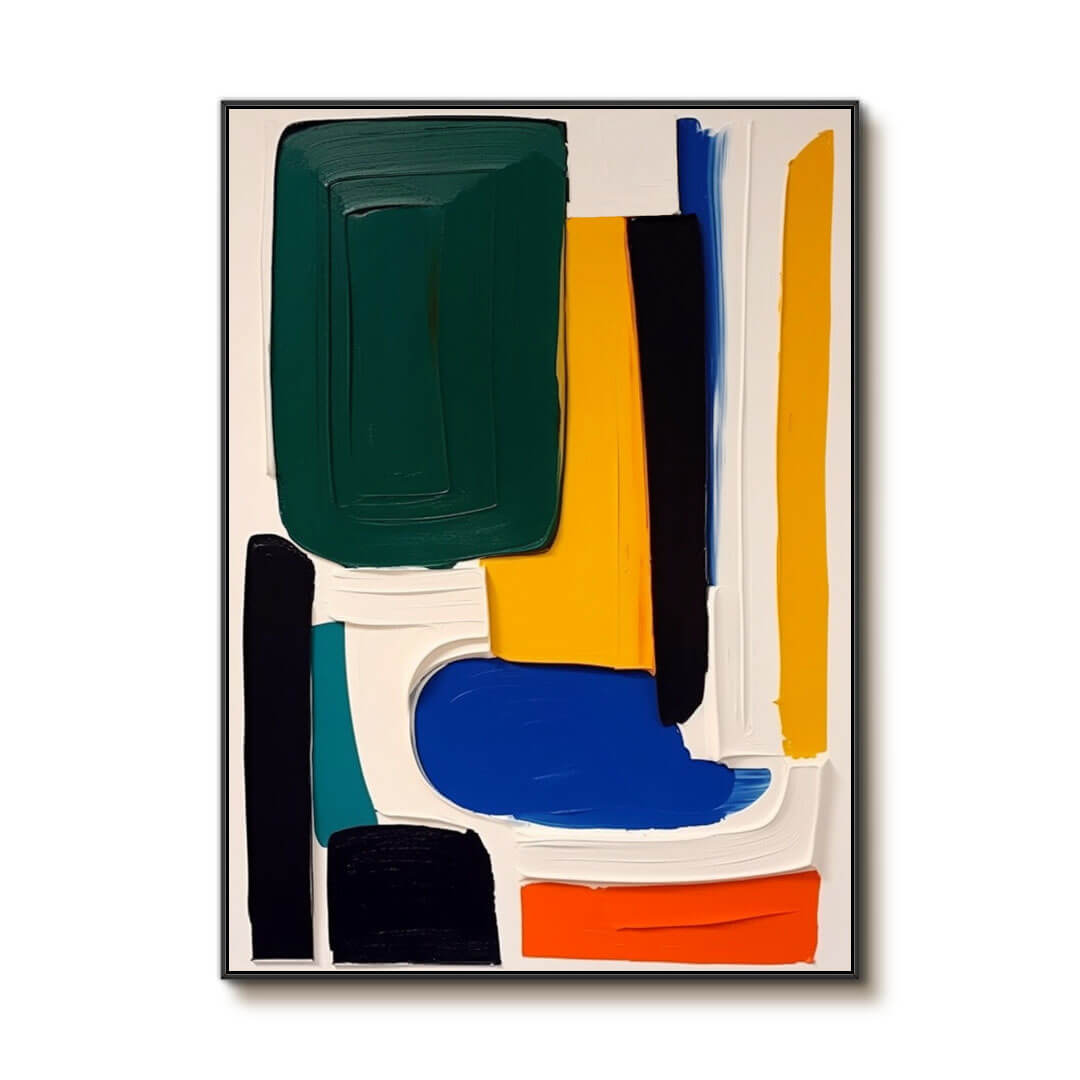 Colorful Geometric Abstract Wall Art | Blue Green Yellow Canvas #AA 379