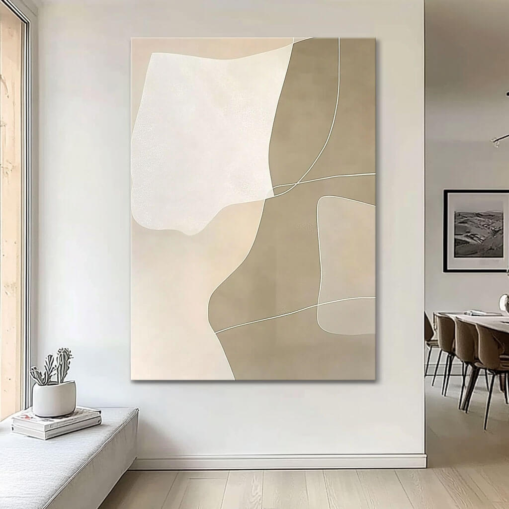 Modern Neutral Abstract Art - Minimalist Canvas Painting