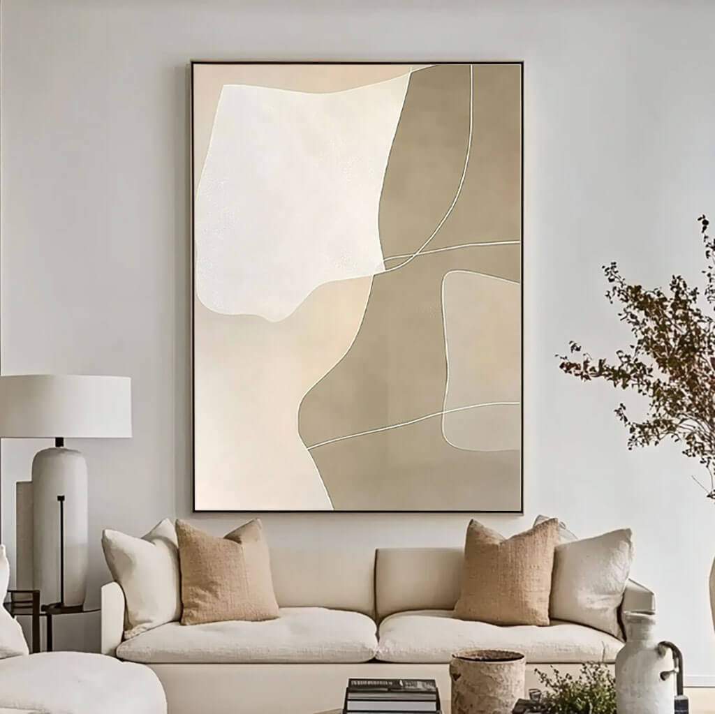 Calming Minimalist Wall Decor - Organic Abstract Art for Home #JJ 434