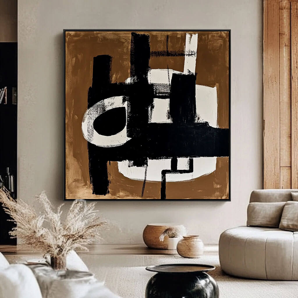 Black, White & Brown Abstract Art | Modern Wall Decor #AA 076