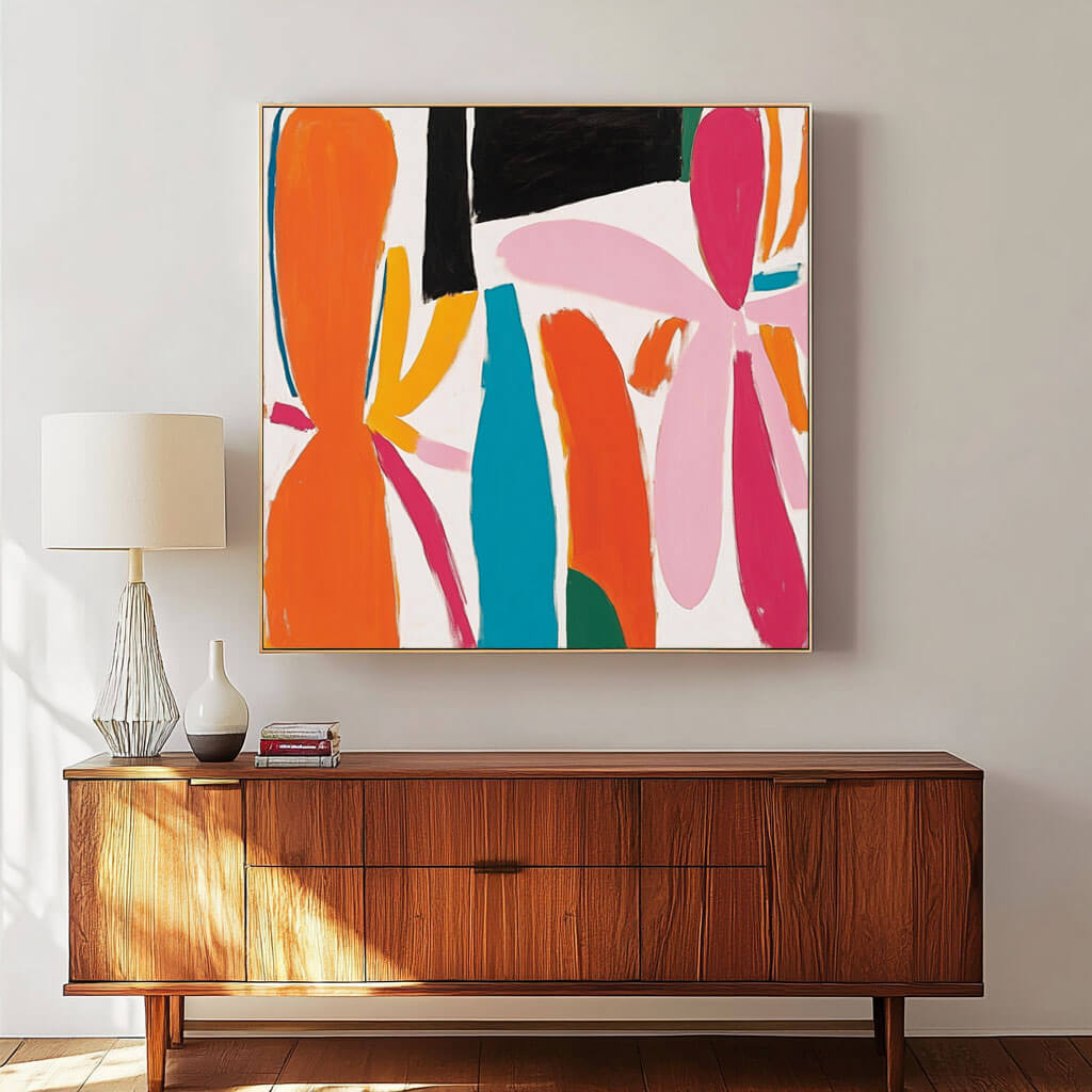 Mid-Century Modern Inspired Art | Large Colorful Painting #AA 149