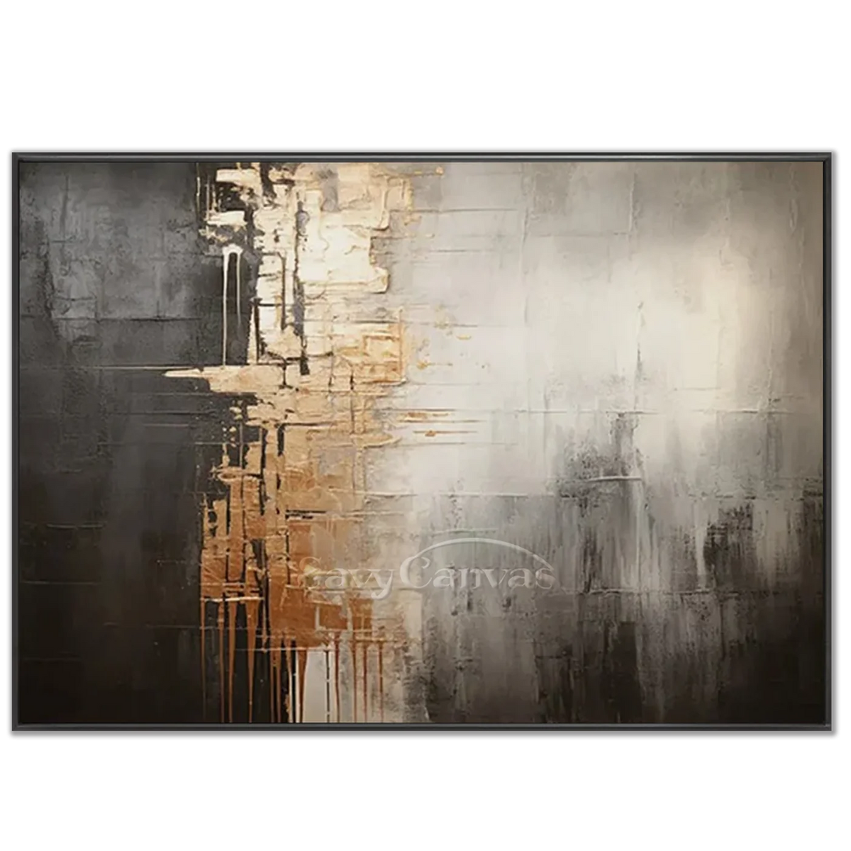 Luxury Abstract Decor - Gray White Gold Wall Artwork #TC 056