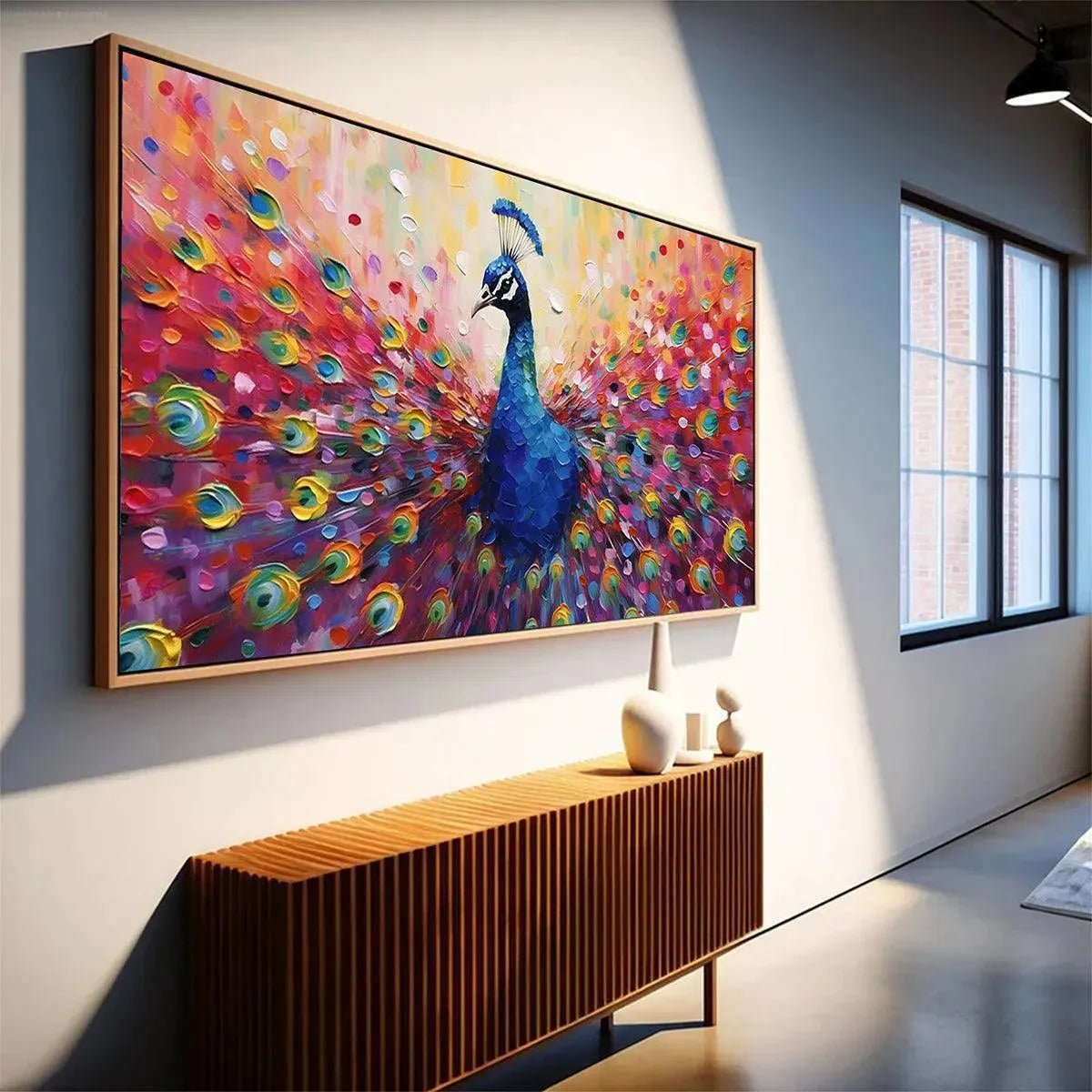 Vibrant Peacock Wall Art | Expressive Original Bird Painting #ZZ 247
