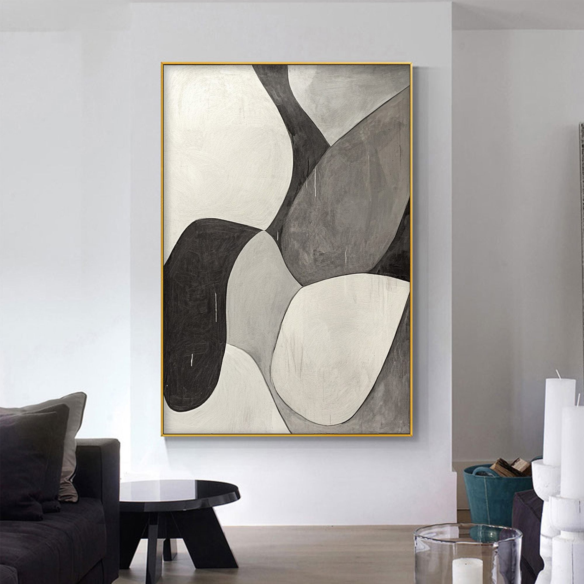 Mid-Century Modern Inspired Art | Large Black & White Art #AA 213