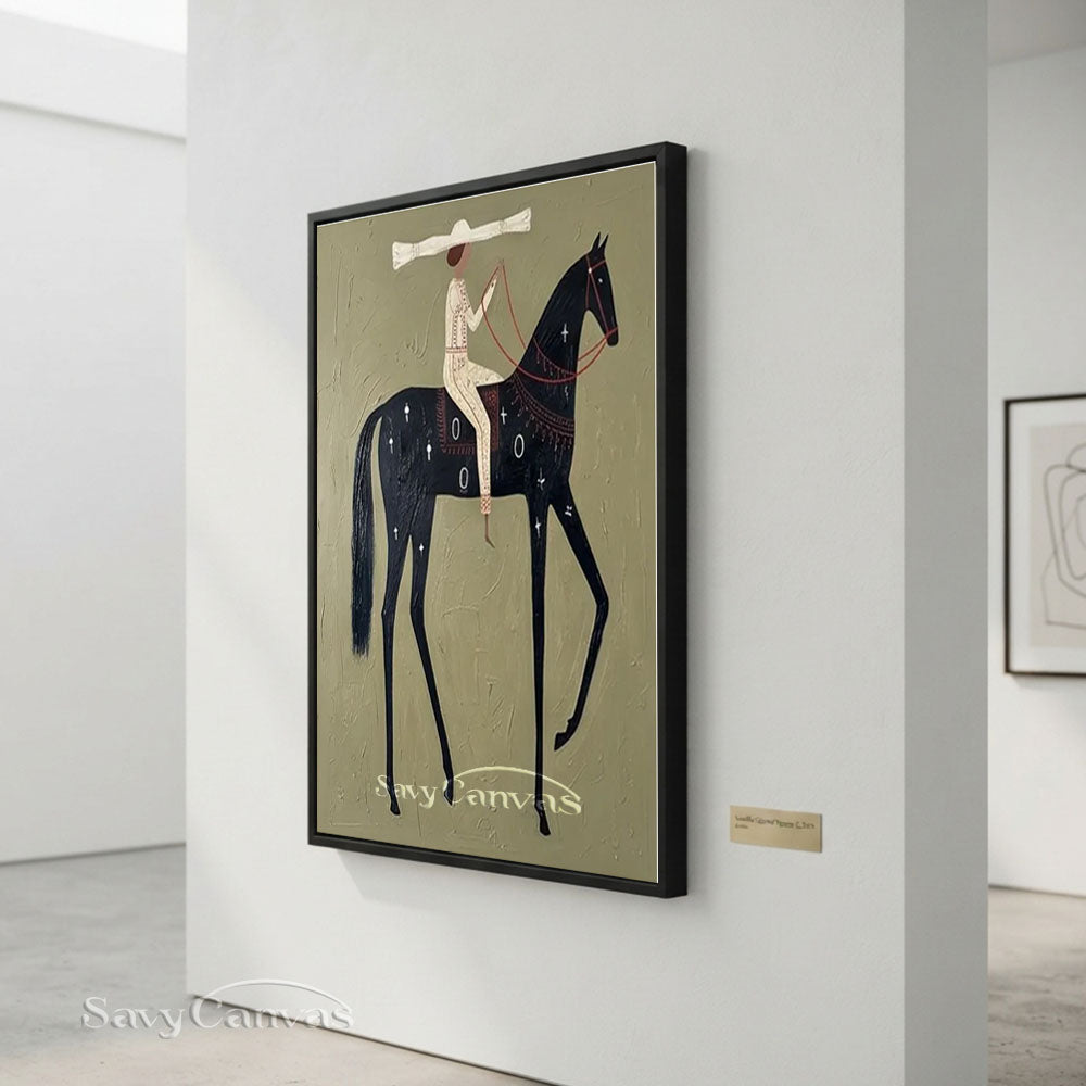 Sage Green Minimalist Horse Canvas Art Painting #SS 212