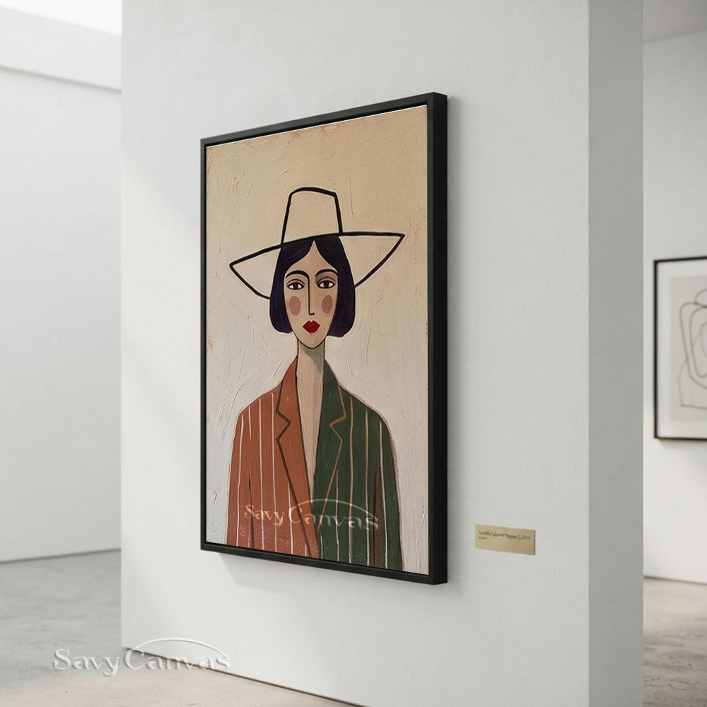 Minimalist Modernist Abstract Lady Portrait Oil Painting #SS 213