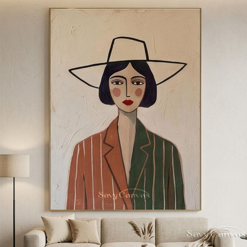 Minimalist Modernist Abstract Lady Portrait Oil Painting #SS 213
