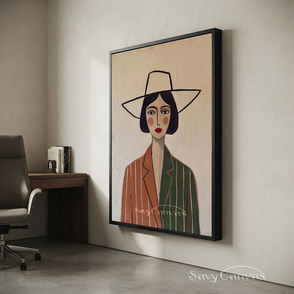 Minimalist Modernist Abstract Lady Portrait Oil Painting #SS 213