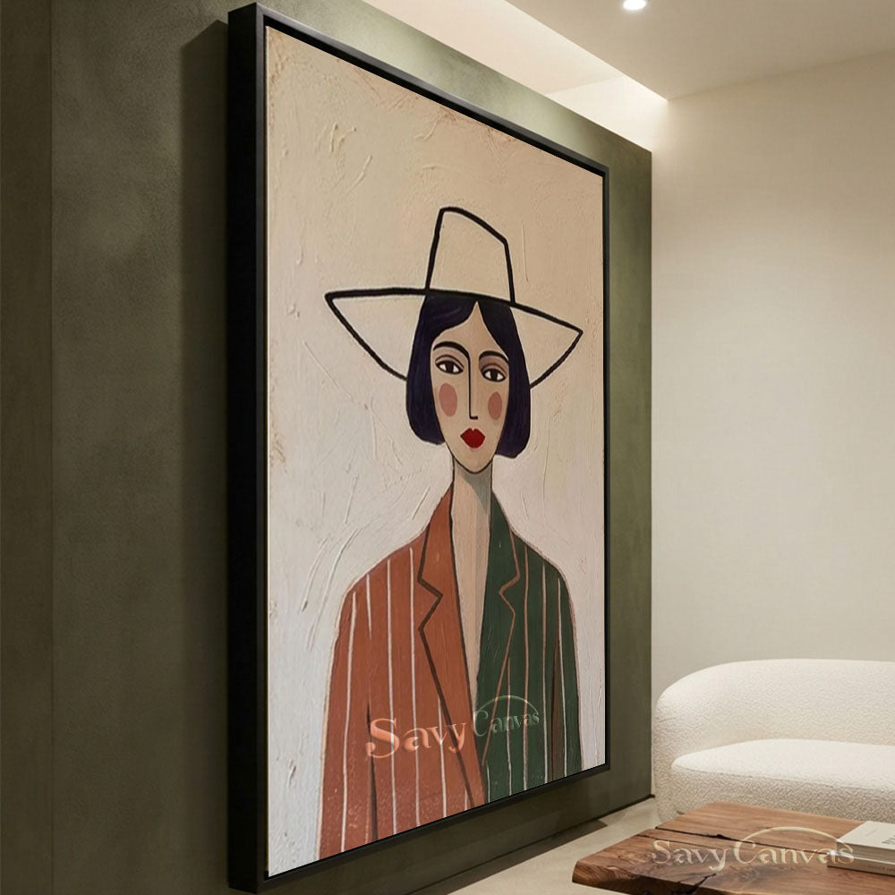 Minimalist Modernist Abstract Lady Portrait Oil Painting #SS 213