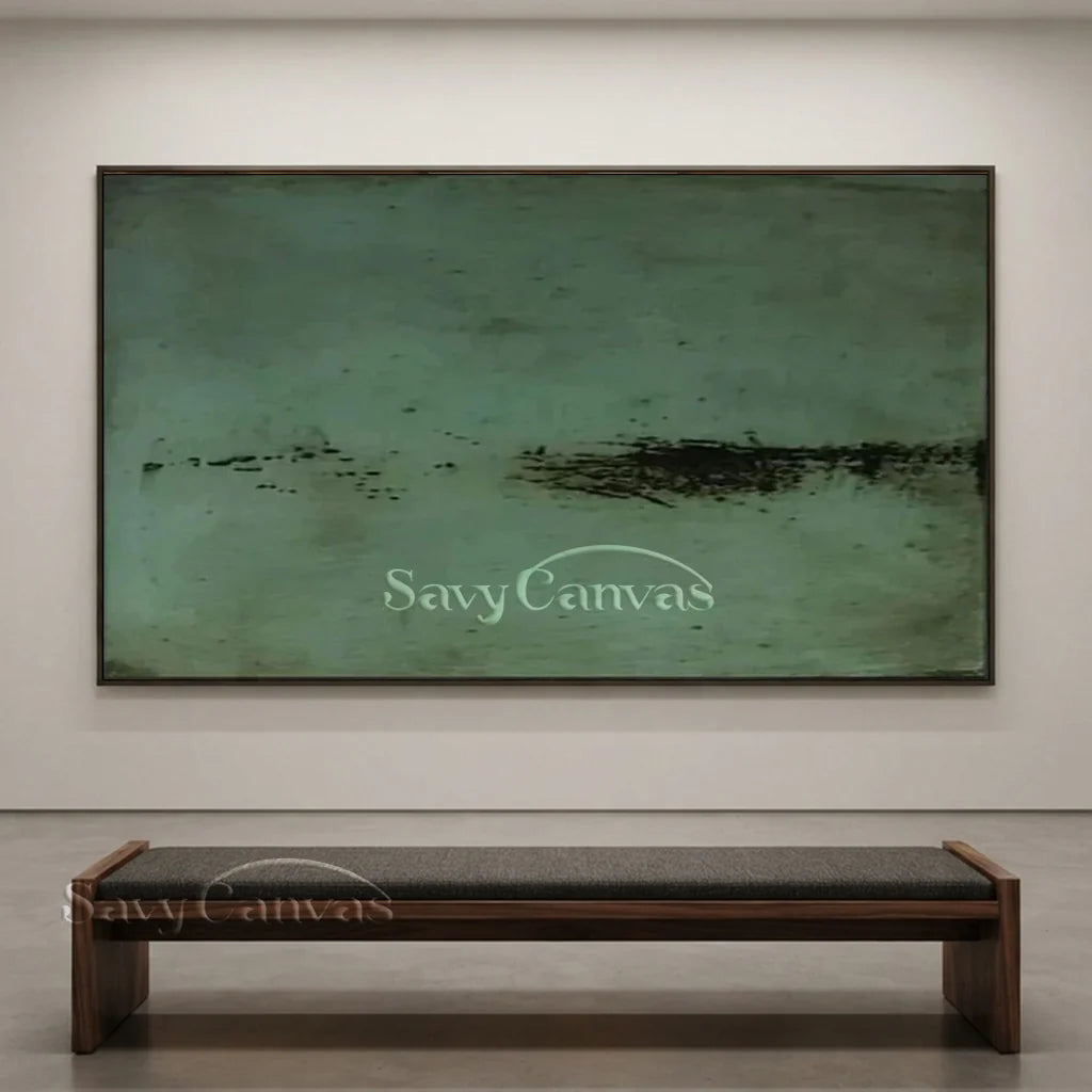 Minimalist Green Abstract Oil Painting Wall Art for Modern Decor #TC 031