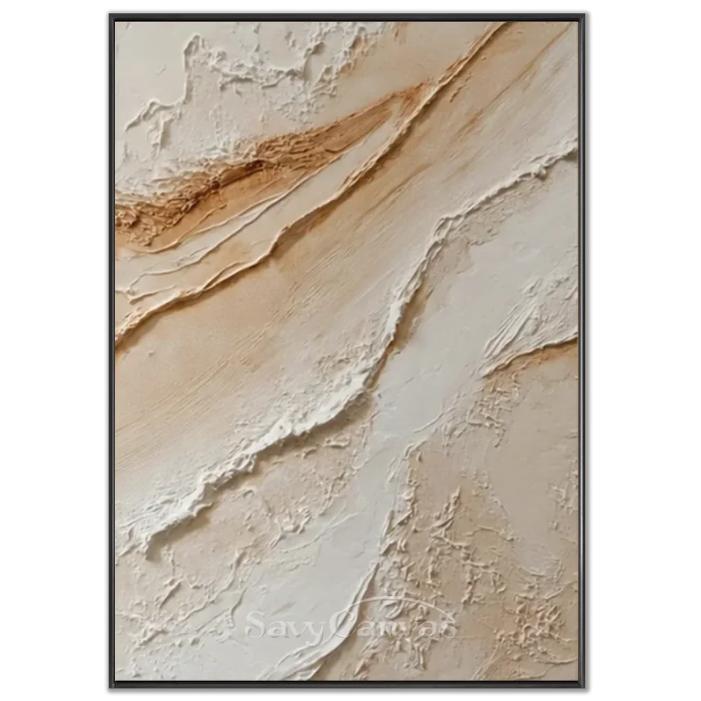 Handpainted Textured Cream & Beige Minimalist Oil Painting #ZC 49