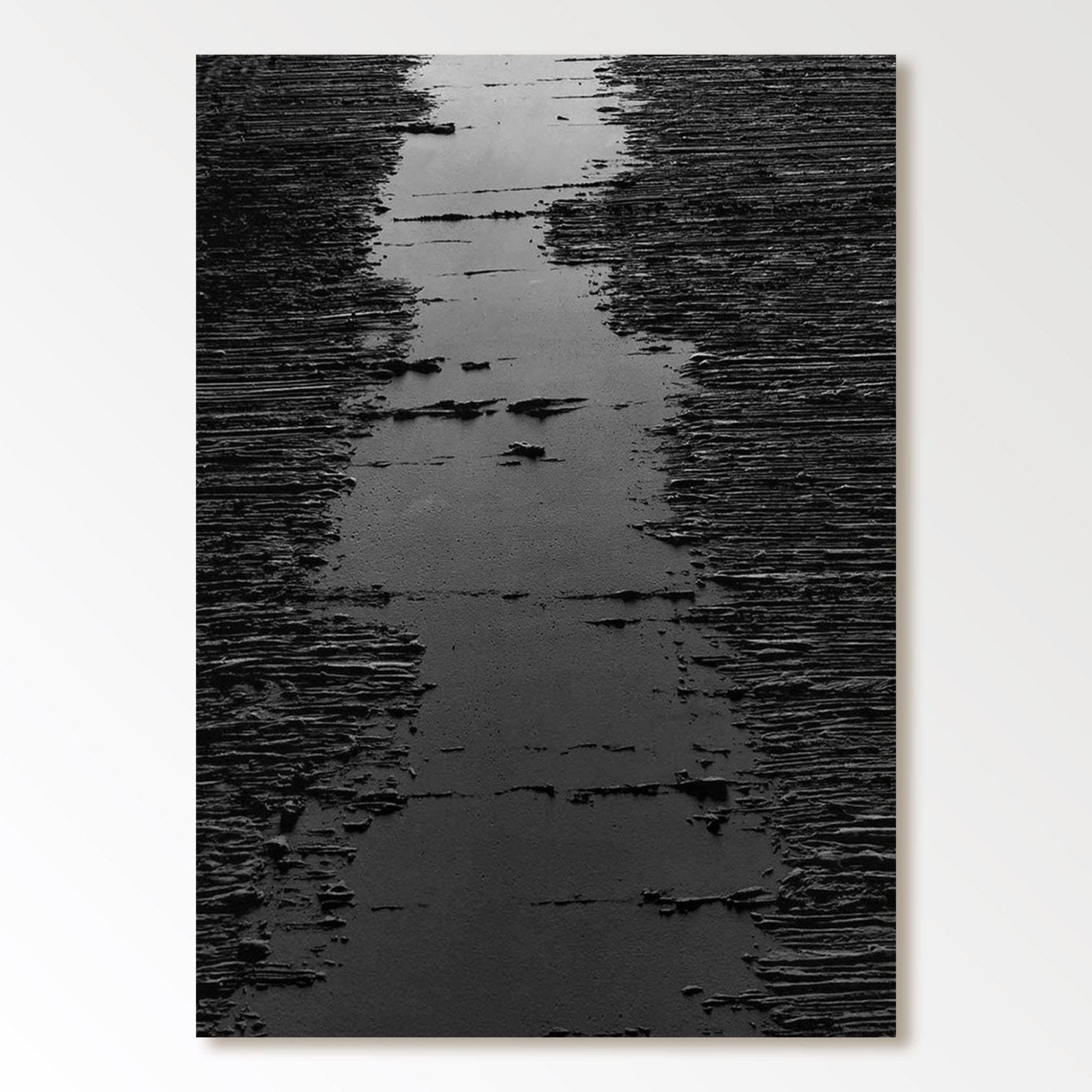 Modern Black Textured Abstract Painting | "Midnight Path" for Wall Decor #TC 169