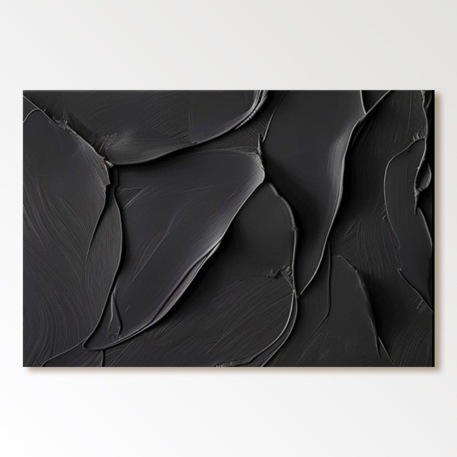 Minimalist Black Textured Oil Painting | "Eternal Embrace"#TC 170