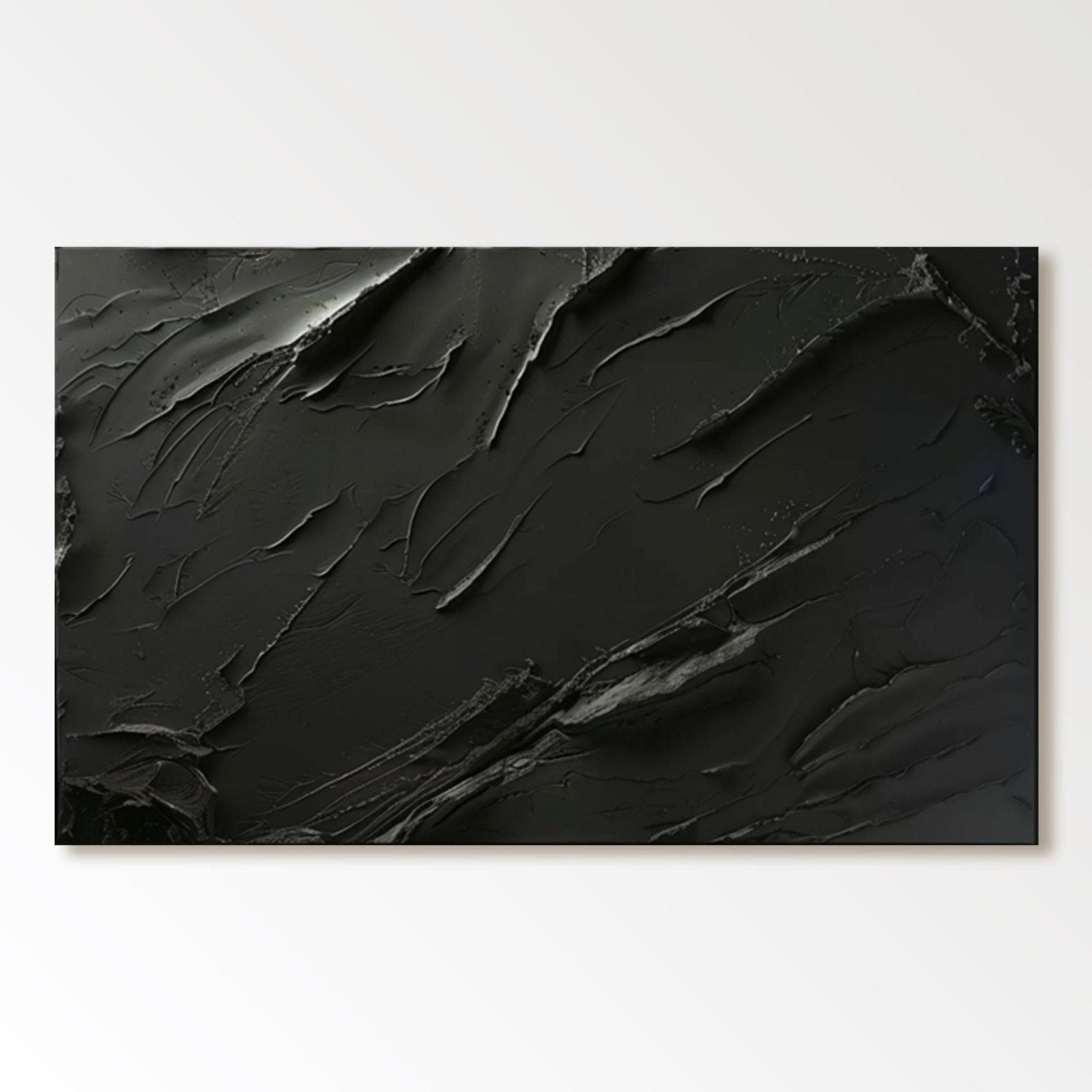Minimalist Black Abstract Oil Painting – Modern Wall Art for Contemporary Interiors #TC 171