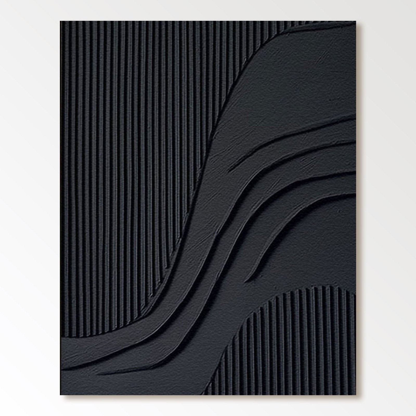 Modern Minimalist Black Textured Wall Art – Handcrafted Abstract Canvas #TC 172