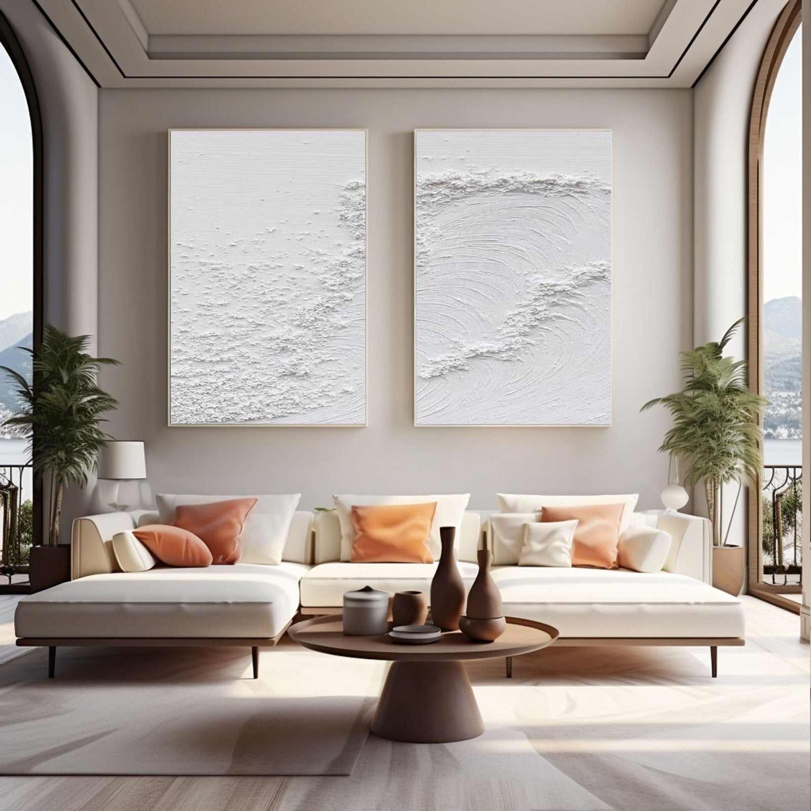 Textured Wave Wall Art | Set of 2 Minimalist Coastal Paintings #TC 213