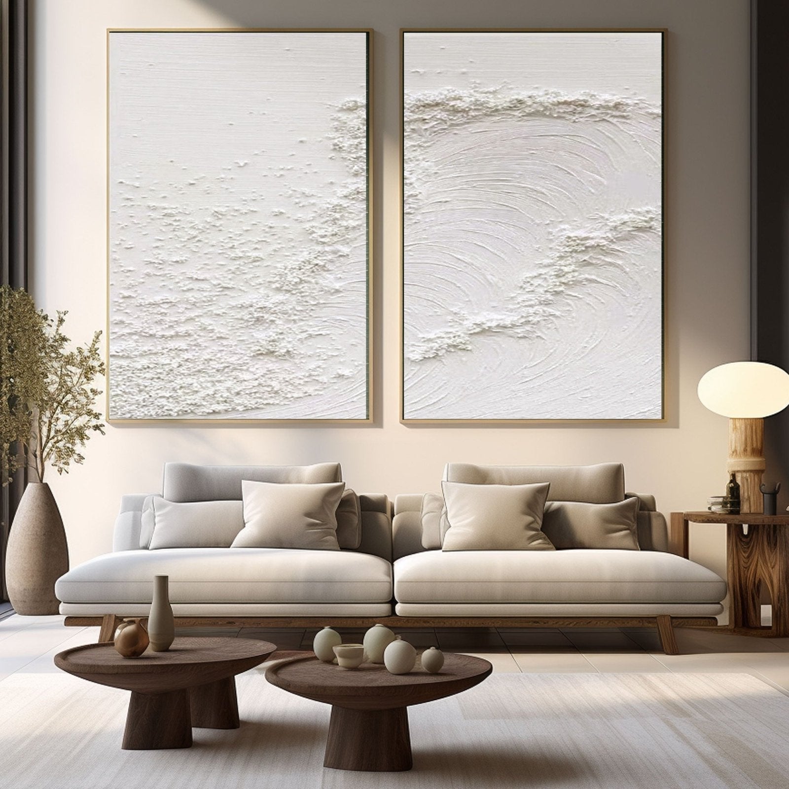 Textured Wave Wall Art | Set of 2 Minimalist Coastal Paintings #TC 213