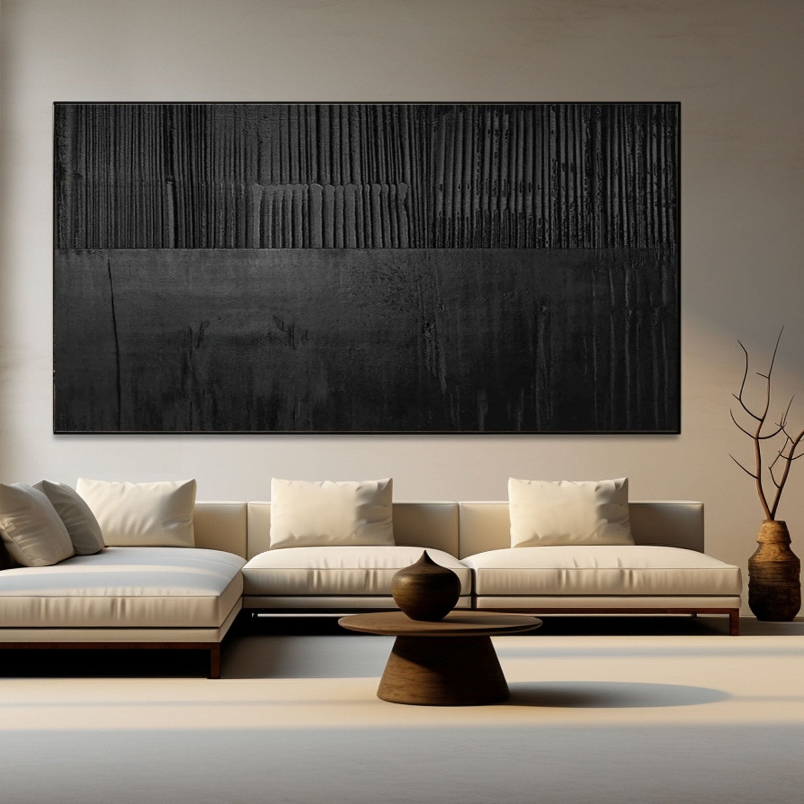 Brutalist Wabi Sabi Wall Art | Oversized Black Abstract #TC 215