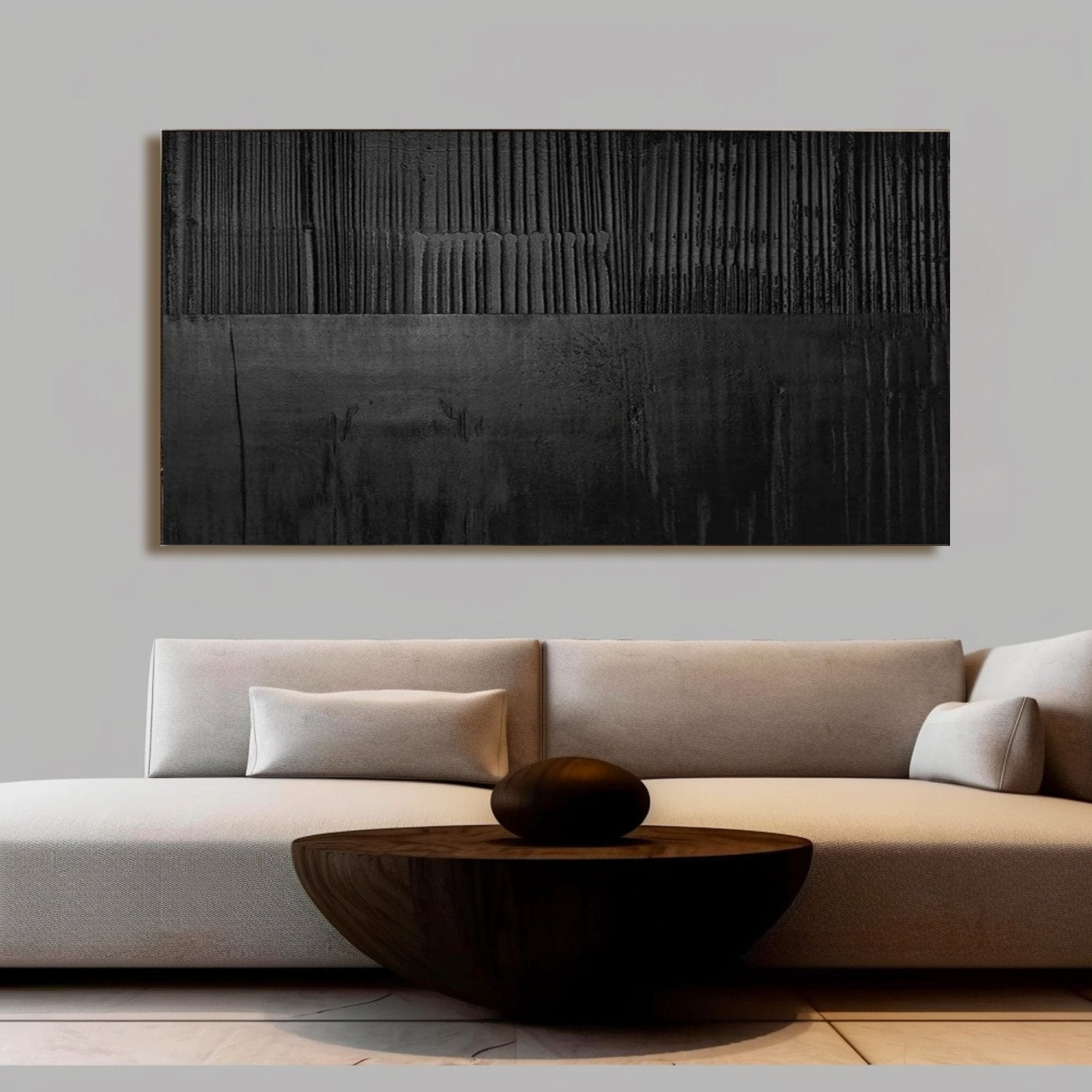 Brutalist Wabi Sabi Wall Art | Oversized Black Abstract #TC 215