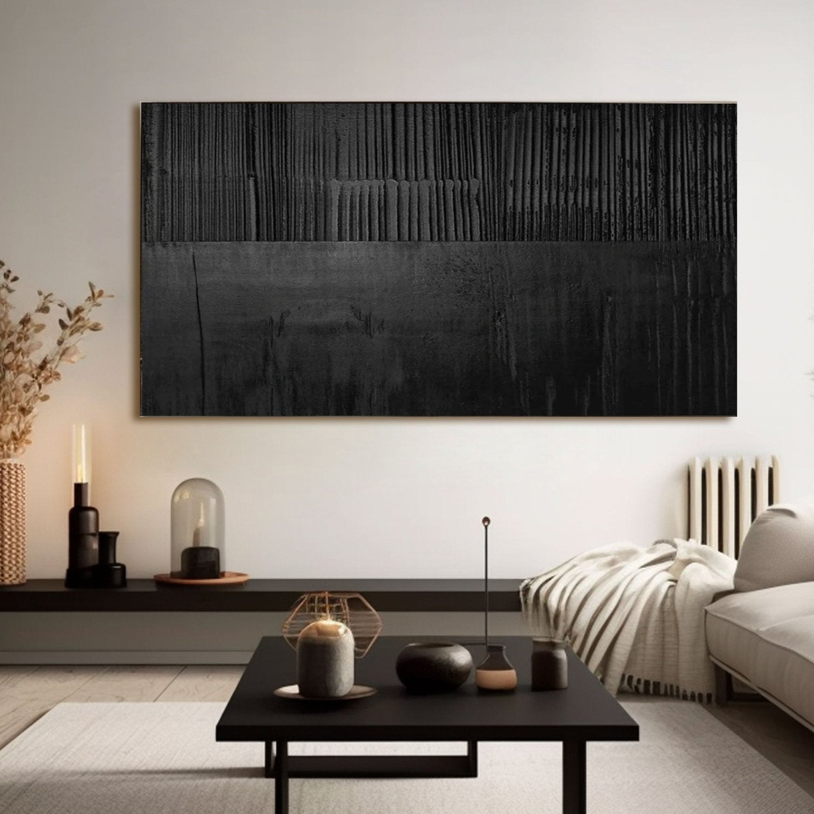 Brutalist Wabi Sabi Wall Art | Oversized Black Abstract #TC 215