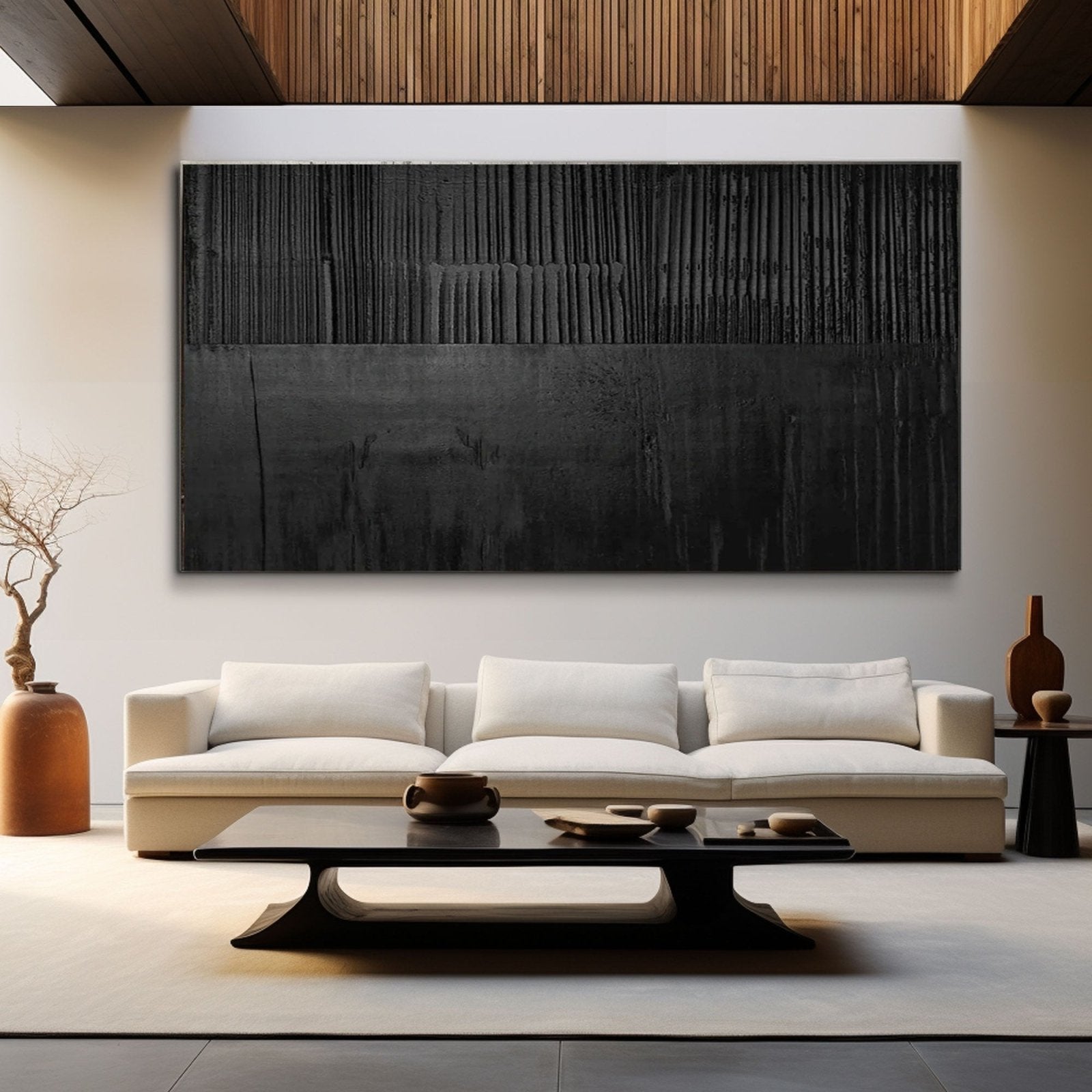 Brutalist Wabi Sabi Wall Art | Oversized Black Abstract #TC 215
