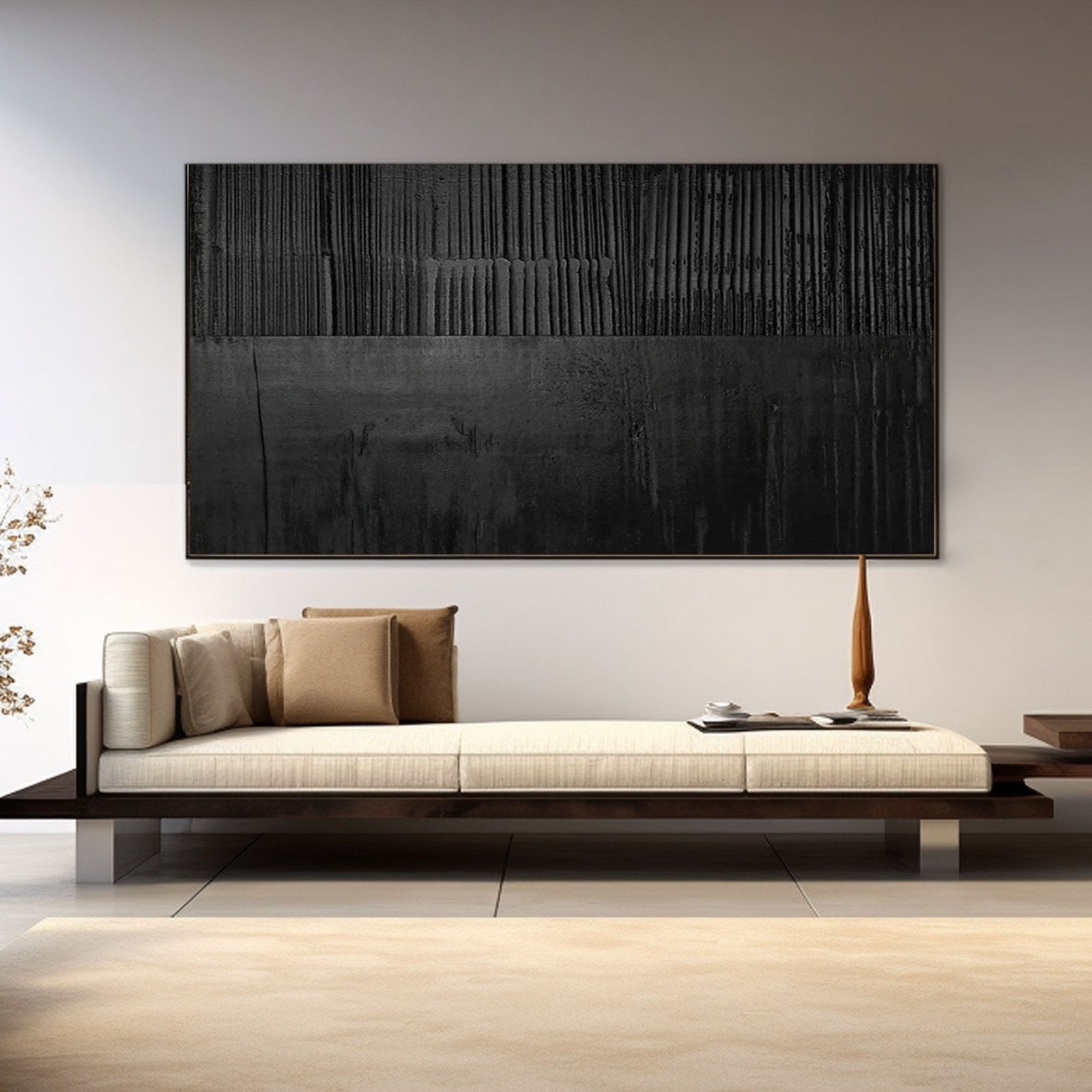 Brutalist Wabi Sabi Wall Art | Oversized Black Abstract #TC 215