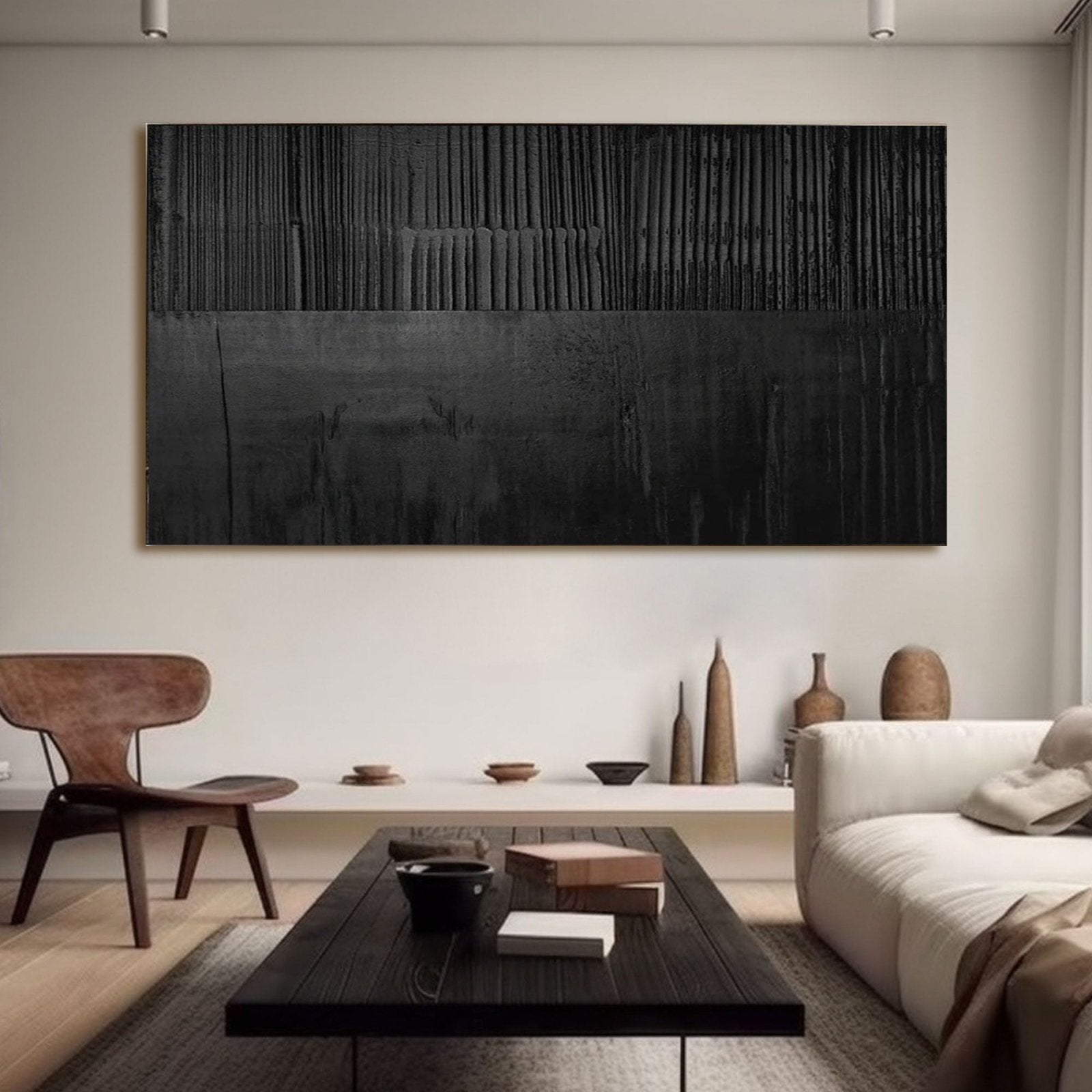 Brutalist Wabi Sabi Wall Art | Oversized Black Abstract #TC 215