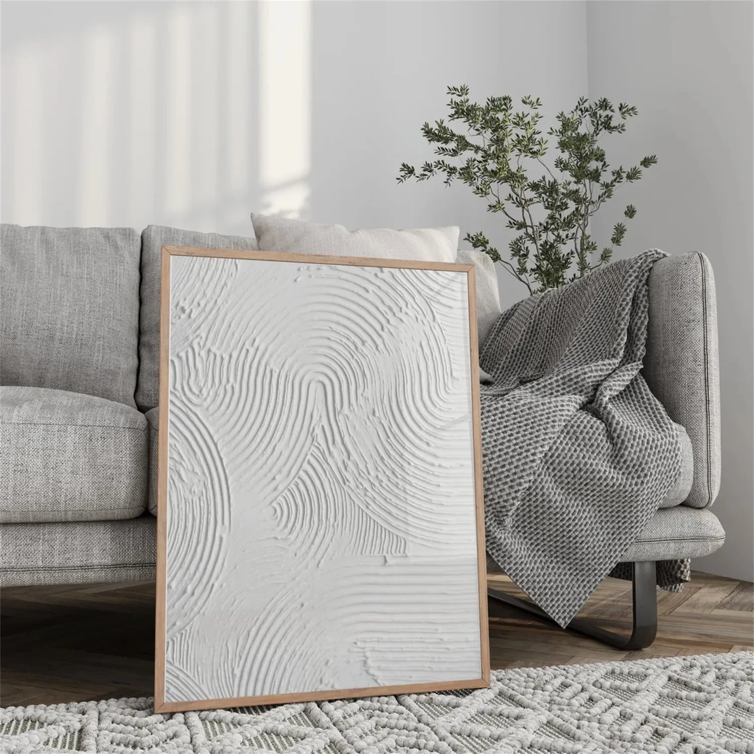 White Minimalist Textured Abstract Triptych - Modern Art #JJ 113