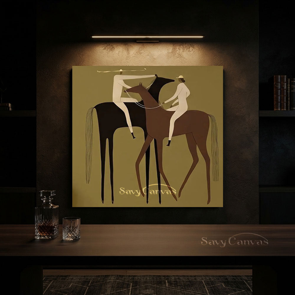 Modern Abstract Two Riders Horse Oil Painting #ZC 005