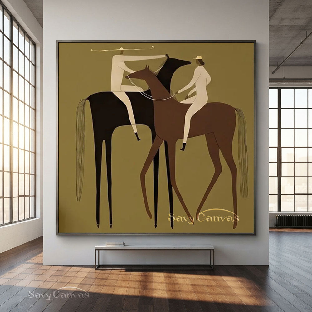 Modern Abstract Two Riders Horse Oil Painting #ZC 005