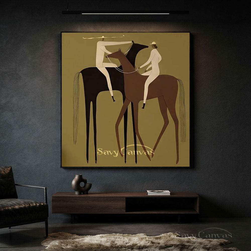 Modern Abstract Two Riders Horse Oil Painting #ZC 005
