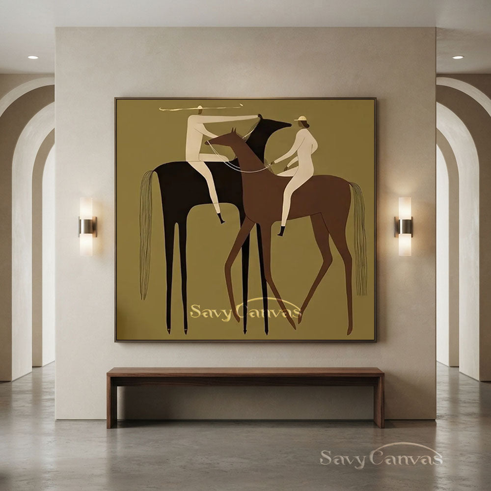 Modern Abstract Two Riders Horse Oil Painting #ZC 005
